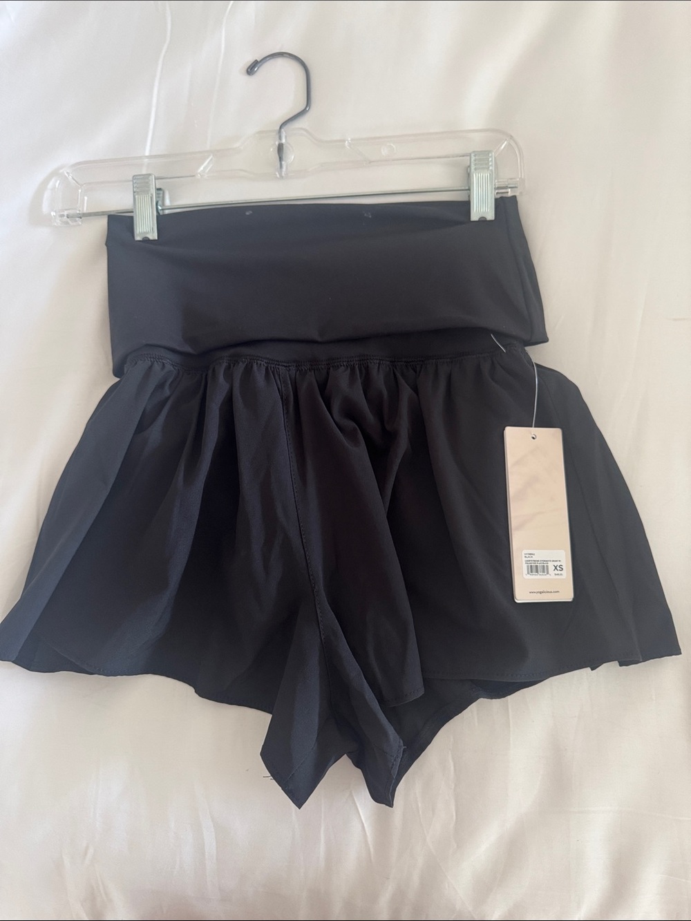 Yogalicious Black Fold-Over Waist Skort Shorts and inner pocket .